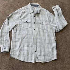 Carbon2Cobalt Men's Light Gray Check Button-Up Shirt Jacket | Size Large